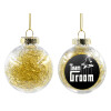 Transparent Christmas tree ball ornament with gold filling 8cm
