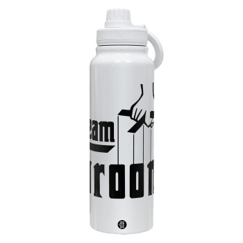 Team Groom, 1L Stainless Steel Thermal Bottle with Phone Holder & Double Wall Insulation