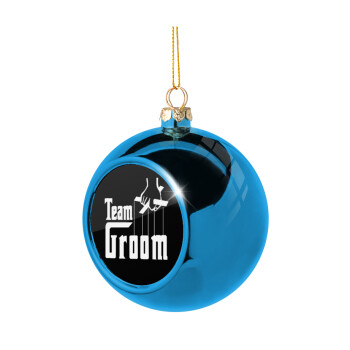 Team Groom, Blue Christmas tree ball ornament 8cm