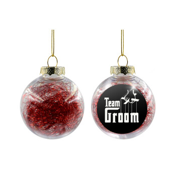 Team Groom, Χριστουγεννιάτικη μπάλα δένδρου διάφανη με κόκκινο γέμισμα 8cm