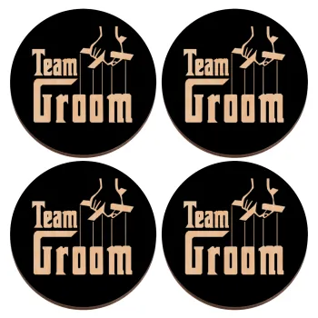 Team Groom, ΣΕΤ x4 Σουβέρ ξύλινα στρογγυλά plywood (9cm)