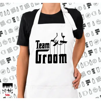 Team Groom, Ποδιά μακριά Σεφ ολόσωμη με τσέπες white (ΕΝΗΛΙΚΩΝ)