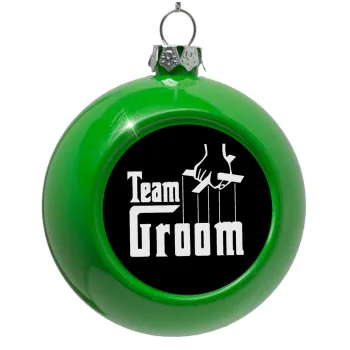Team Groom, Green Christmas tree ornament bauble 8cm