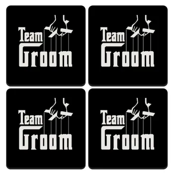 Team Groom, ΣΕΤ 4 Σουβέρ ξύλινα τετράγωνα (9cm)