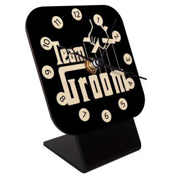 Team Groom, Quartz Table clock in natural wood (10cm)