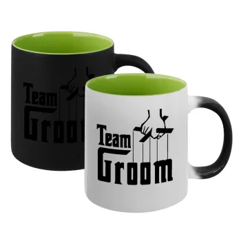 Team Groom, Κούπα Μαγική εσωτερικό πράσινο, κεραμική 330ml που αλλάζει χρώμα με το ζεστό ρόφημα