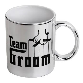 Team Groom, Κούπα κεραμική, ασημένια καθρέπτης, 330ml