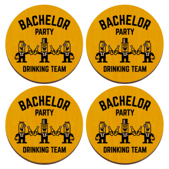 Bachelor Party Drinking Team, ΣΕΤ x4 Σουβέρ ξύλινα στρογγυλά plywood (9cm)