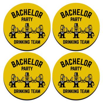 Bachelor Party Drinking Team, SET of 4 round wooden coasters (9cm)