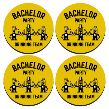 Bachelor Party Drinking Team, ΣΕΤ 4 Σουβέρ ξύλινα στρογγυλά (9cm)