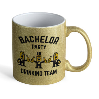 Bachelor Party Drinking Team, Κούπα Χρυσή Glitter που γυαλίζει, κεραμική, 330ml