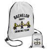 Bachelor Party Drinking Team, Τσάντα πουγκί με μαύρα κορδόνια 45χ35cm (1 τεμάχιο)
