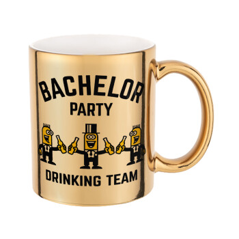 Bachelor Party Drinking Team, Κούπα κεραμική, χρυσή καθρέπτης, 330ml