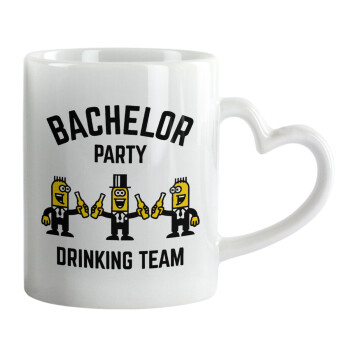 Bachelor Party Drinking Team, Κούπα καρδιά χερούλι λευκή, κεραμική, 330ml