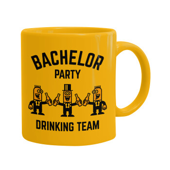 Bachelor Party Drinking Team, Ceramic coffee mug yellow, 330ml (1pcs)