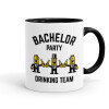 Bachelor Party Drinking Team, Κούπα χρωματιστή μαύρη, κεραμική, 330ml