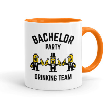 Bachelor Party Drinking Team, Mug colored orange, ceramic, 330ml