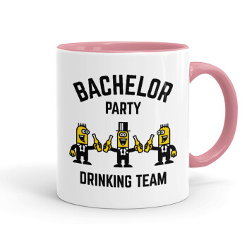 Bachelor Party Drinking Team, Mug colored pink, ceramic, 330ml