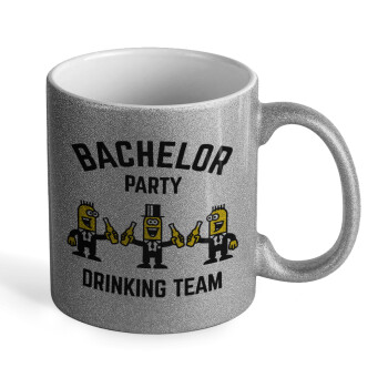 Bachelor Party Drinking Team, Κούπα Ασημένια Glitter που γυαλίζει, κεραμική, 330ml