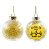 Transparent Christmas tree ball ornament with gold filling 8cm