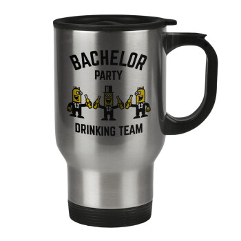 Bachelor Party Drinking Team, Stainless steel travel mug with lid, double wall 450ml
