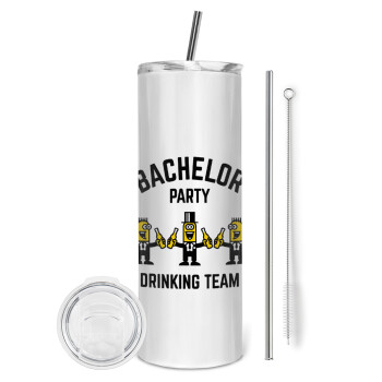 Bachelor Party Drinking Team, Tumbler stainless steel 600ml, with metal straw & cleaning brush
