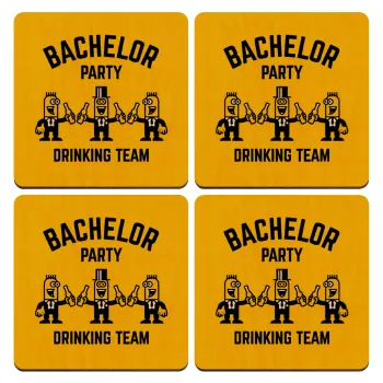 Bachelor Party Drinking Team, ΣΕΤ x4 Σουβέρ ξύλινα τετράγωνα plywood (9cm)