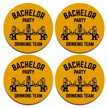 Bachelor Party Drinking Team, ΣΕΤ x4 Σουβέρ ξύλινα στρογγυλά plywood (9cm)
