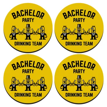 Bachelor Party Drinking Team, ΣΕΤ 4 Σουβέρ ξύλινα στρογγυλά (9cm)