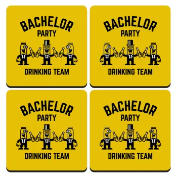 Bachelor Party Drinking Team, ΣΕΤ 4 Σουβέρ ξύλινα τετράγωνα (9cm)