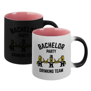 Bachelor Party Drinking Team, Κούπα Μαγική εσωτερικό ΡΟΖ, κεραμική 330ml που αλλάζει χρώμα με το ζεστό ρόφημα