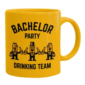 Bachelor Party Drinking Team, Ceramic coffee mug yellow, 330ml