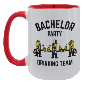 Bachelor Party Drinking Team, Κούπα Mega 15oz, κεραμική Κόκκινη, 450ml