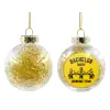 Transparent Christmas tree ball ornament with gold filling 8cm