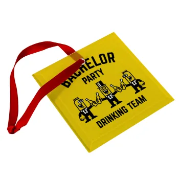 Bachelor Party Drinking Team, Christmas ornament, glass square ornament 9x9cm