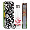 Easter candle, metallic white thermos bottle (500ml) & aromatic flat candle (30cm) (GRAY)