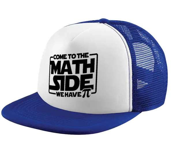 Come To The Math Side — Adult Soft Trucker Hat with Blue/White Mesh (POLYESTER, ADULT, UNISEX, ONE SIZE)
