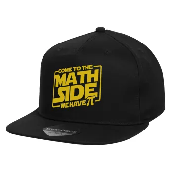 Come To The Math Side, Children's Flat Snapback Hat, Black (100% COTTON, CHILD, UNISEX, ONE SIZE)