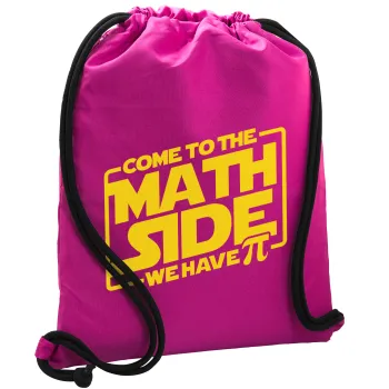 Come To The Math Side, Backpack pouch GYMBAG Fuchsia, with pocket (40x48cm) & thick cords