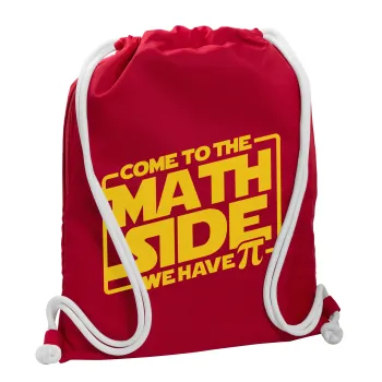 Come To The Math Side, Backpack pouch GYMBAG Red, with pocket (40x48cm) & thick cords
