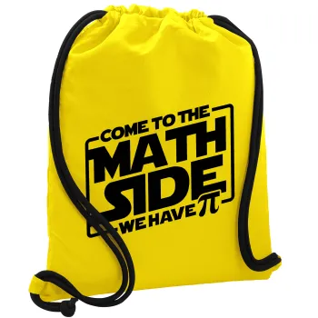 Come To The Math Side, Backpack pouch GYMBAG Yellow, with pocket (40x48cm) & thick cords