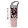 ΡΟΖ Travel Tumbler Θερμός με χερούλι και καλαμάκι 890ml