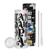 Tumbler ποτήρι θερμό από ανοξείδωτο ατσάλι 600ml, με μεταλλικό καλαμάκι & βούρτσα καθαρισμού