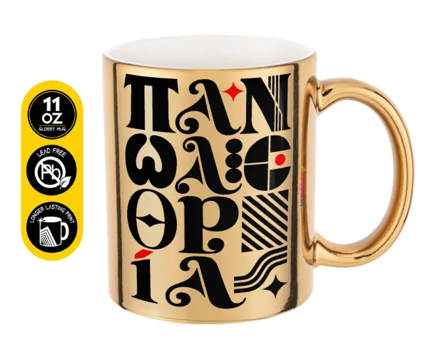 πανωλεθρία — Mug ceramic, gold mirror, 330ml