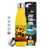 Yellow Stainless Steel Metallic Thermos, double-walled, 500ml