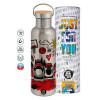 Stainless steel Silver with wooden lid (bamboo), double wall, 750ml