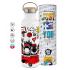 Stainless steel White with wooden lid (bamboo), double wall, 750ml