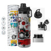 Metallic water bottle with safety cap, 850ml aluminum