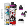 Metallic water bottle with safety lid, 850ml aluminum