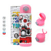 Children's hot water bottle, stainless steel, with safety straw, PINK (500ml)